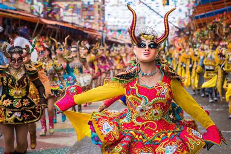 ORURO, BOLIVIA - FEBRUARY 10, 2018: Dancers at Oruro Carnival in ...