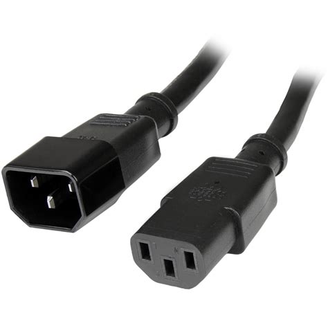 StarTech 3 Ft Standard Computer Power Cord Extension C14 To C13