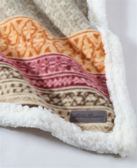 Eddie Bauer Fair Isle Ultra Soft Plush Fleece Reversible Oversized Throw Blanket 70 X 50 Macys