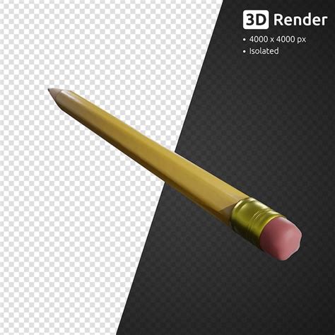 Premium Psd Yellow Pencil With Eraser Isolated