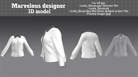 Artstation Lovely Blouse 3d Clothes Model Marvelous Designer Resources