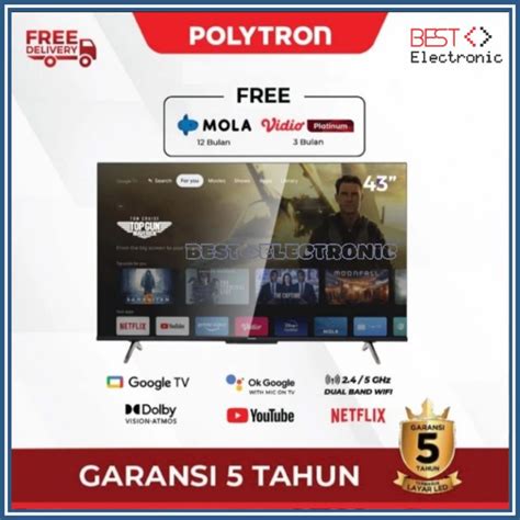 Jual POLYTRON 4K UHD Smart Google TV 43 Inch PLD 43UG5959 Shopee