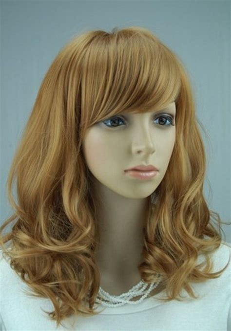 Hot Sale Top Quality Lovely Medium Wavy Strawberry Blonde Wig 16 Inches