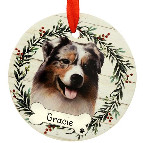 Personalized Australian Shepherd Round Ceramic Ornament