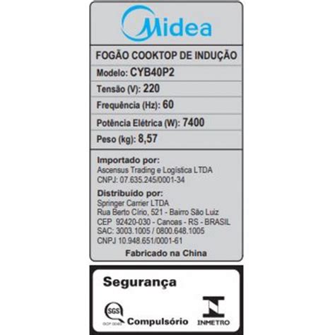 Cooktop de Indução 4 Bocas Midea CYB40P no Shoptime