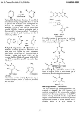 A Review Dihydropyrimidines Thione Their Chemistry And