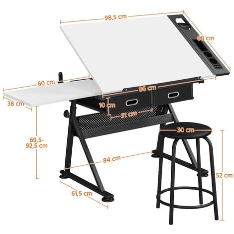 Yaheetech Table à Dessin Inclinable Hauteur Réglable avec Tabouret et 2