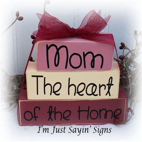 Mom The Heart Of The Home Itty Bitty Wood Blocks For Mothers Day Etsy