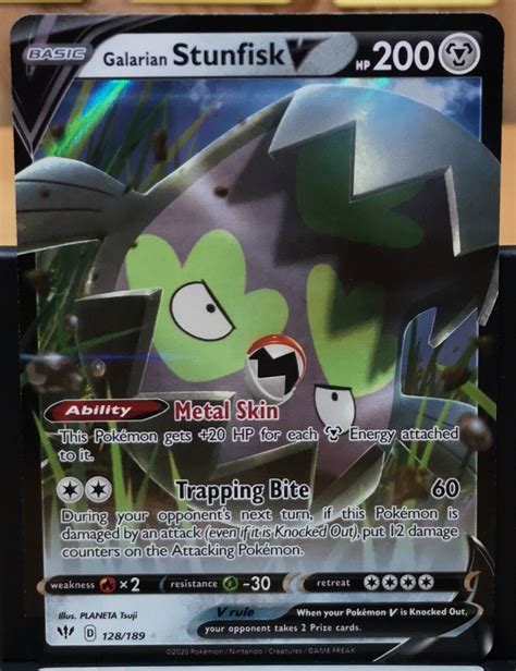 Pokemon Galarian Stunfisk V Darkness Ablaze Full Art Ultra