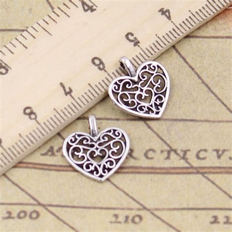 Pcs Charms Hollow Lovely Heart X Mm Tibetan Bronze Silver Color