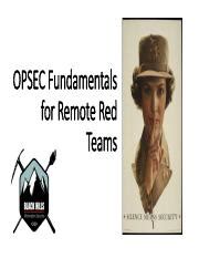 Opsec Fundamentals For Remote Red Teams Pdf Opsec