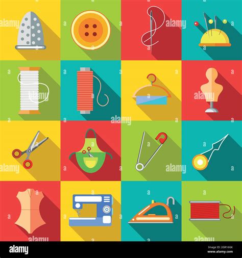 Sewing Icons Set Flat Style Stock Vector Image Art Alamy