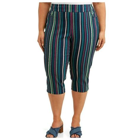 Terra And Sky Millennium Capris Plus Size 4x Womens Striped Stretch Pants Nwt Ebay