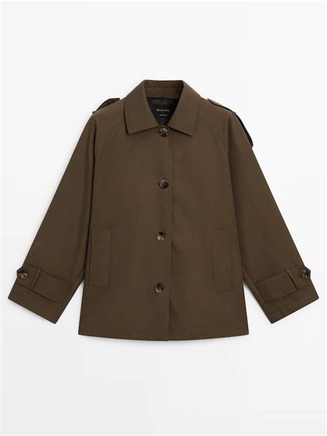 Short Raglan Sleeve Trench Coat · Brown · Coats And Jackets Massimo Dutti