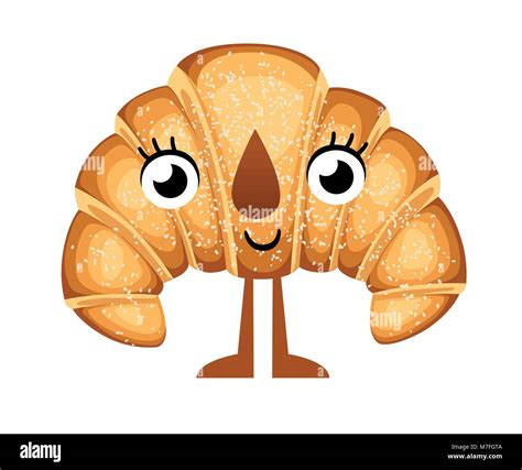 Croissant Mignon Personnage Crossiant Mascot Funny Positive Et