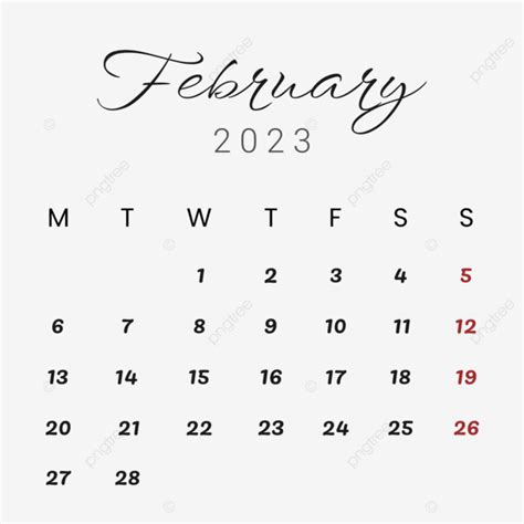 Calendario De Febrero De 2023 En Estilo Minimalista Orgánico Png Dibujos Febrero 2023