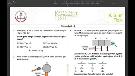 Sinif F Z K Kazanim Test Z M Elektrostat K Youtube