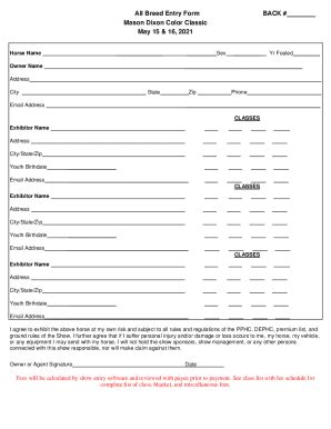 Fillable Online All Breed Entry Form Fax Email Print Pdffiller