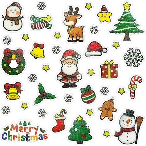 312 Stück Weihnachtssticker Glitzer Weihnachtsaufkleber Sticker