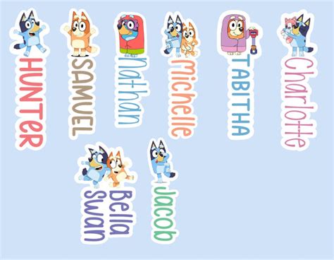 Bluey Custom Name Stickers Water Bottle Sticker Name Stickers