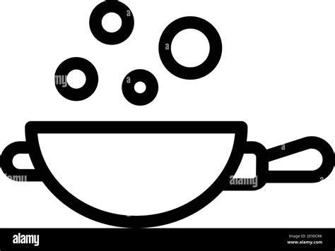 Chef Wok Frying Pan Icon Outline Chef Wok Frying Pan Vector Icon For