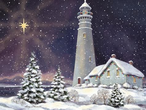 Lighthouse Christmas Wallpaper WallpaperSafari