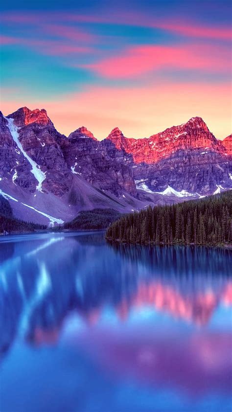 Canada Lake Blue Nature Snow Mountains Iphone Canada Snow Mountains Hd