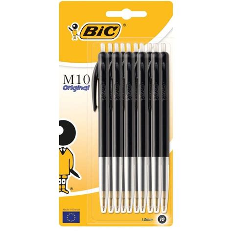 Bic M10 Original Retractable Ball Pens Medium Point 10 Mm Black