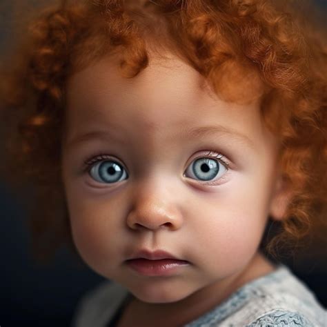 Premium Ai Image A Red Haired Baby With Red Hair And Blue Eyes