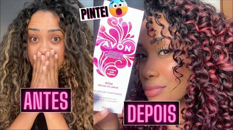 PINTEI MEU CABELO A COLORAÇÃO TEMPORÁRIA AVON ROSA DEUSA DO AMOR