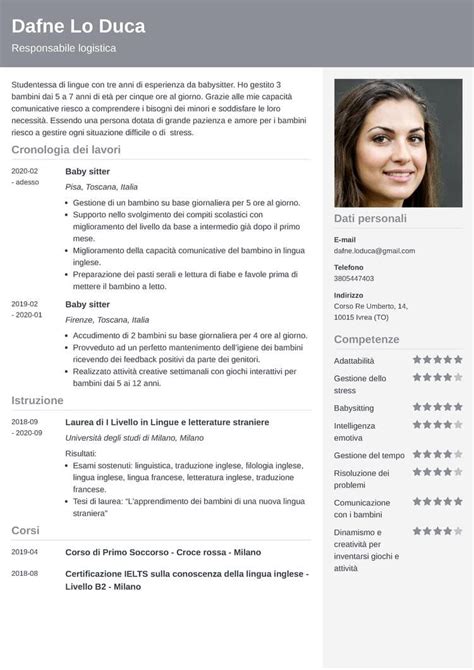 Esempio Di Curriculum Vitae Da Babysitter