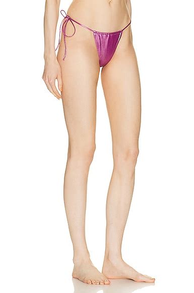 Monica Hansen Beachwear Side Tie Bikini Bottom In Pink Metallic Modesens