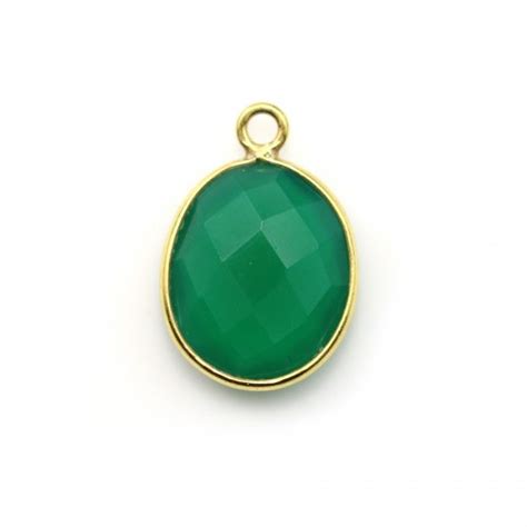 Agate Verte Ovale Facett E Sertie Sur Argent Dor L Or Fin