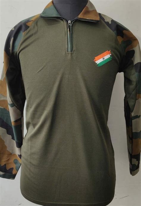 URI Cotrise T Shirt Full Sleeve Collar With Textile Indian Army Pattern