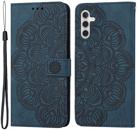 Samsung Galaxy A34 Hoesje Mandala Book Case Met Pasjeshouder Blauw