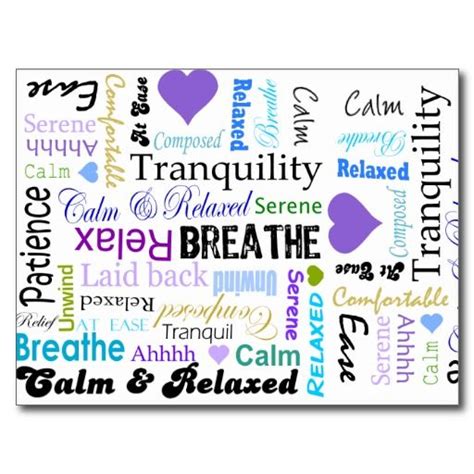 Calm And Relaxing Positive Words Typography Postcard