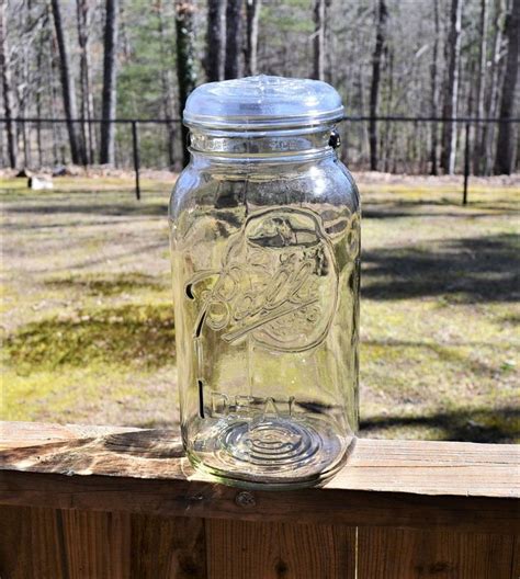 Vintage Ball Ideal Canning Jar With Eagle 1 Gallon Glass Lid Etsy Farmhouse Kitchen Decor