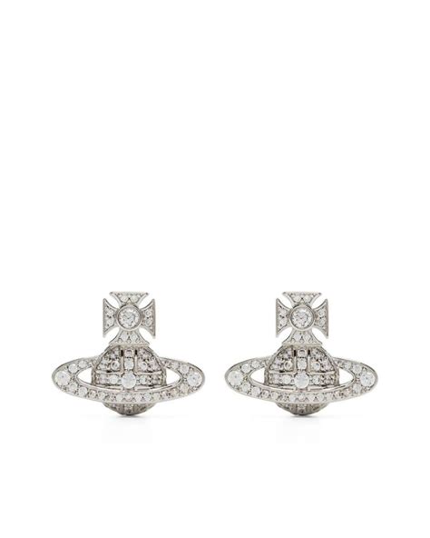 Vivienne Westwood Orb Crystal Embellished Stud Earrings In White Lyst