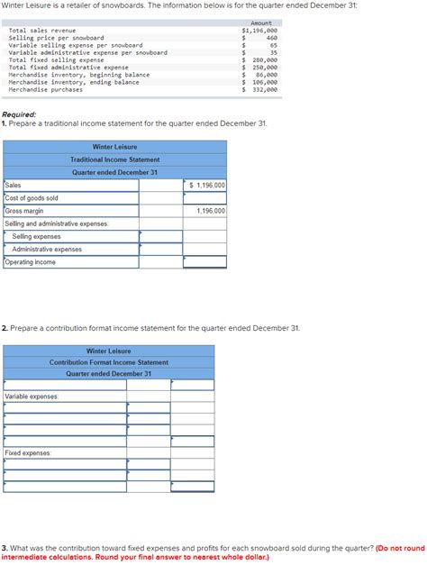 Solved Required 1 Prepare A Traditional Income Statement