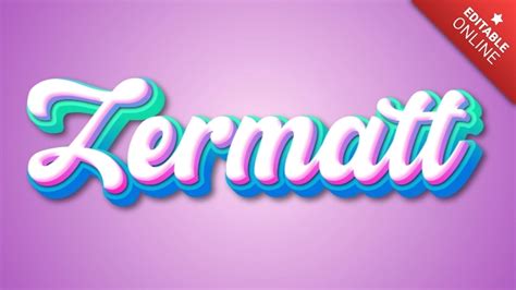 Zermatt Letter 3D Font Text Effect Generator