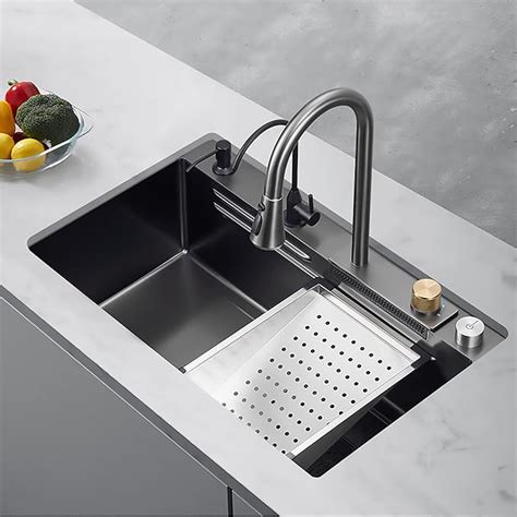 Ectbicyk Fregadero De Cascada Fregadero De Cocina De Acero Inoxidable