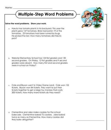 Easy Multi Step Word Problems Worksheets Library