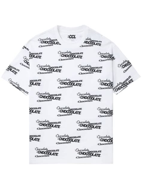 Chocoolate Logo Print Cotton T Shirt White Farfetch