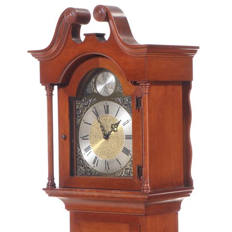 Colonial Mfg Co Federal Style Cherrywood Grandmother Clock Ebth