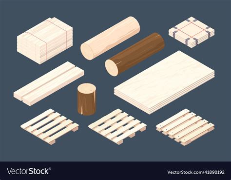 Wooden Pallet Isometric Cargo Containers Vector Image