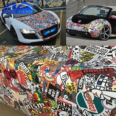 Cartoon Graffiti Stickerbomb Sheets Sticker Bomb Vinyl Car Wrap PVC JDM ...