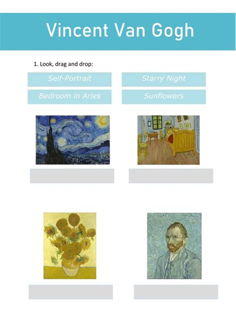 Artist Van Gogh Worksheet In 2023 Artist Van Gogh Van Gogh Van