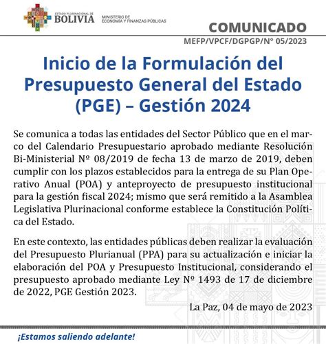 Formulación del Presupuesto General del Estado 2024 MEFP