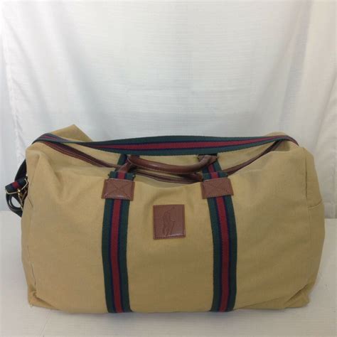 Polo Ralph Lauren Mens Tan Vintage Duffel Bag Large 20x12