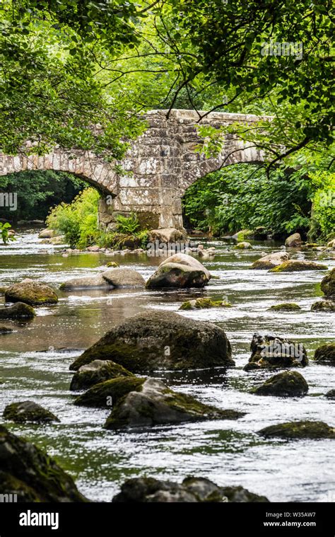 Fingle Bridge On The River Teign Devon Stock Photo Alamy